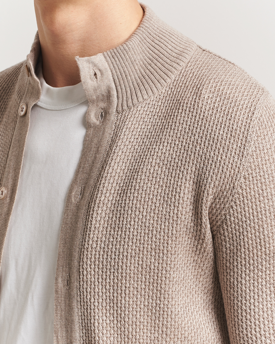 Homme | Pulls Et Tricots | Stenströms | Knitted Textured Merino Cardigan Beige