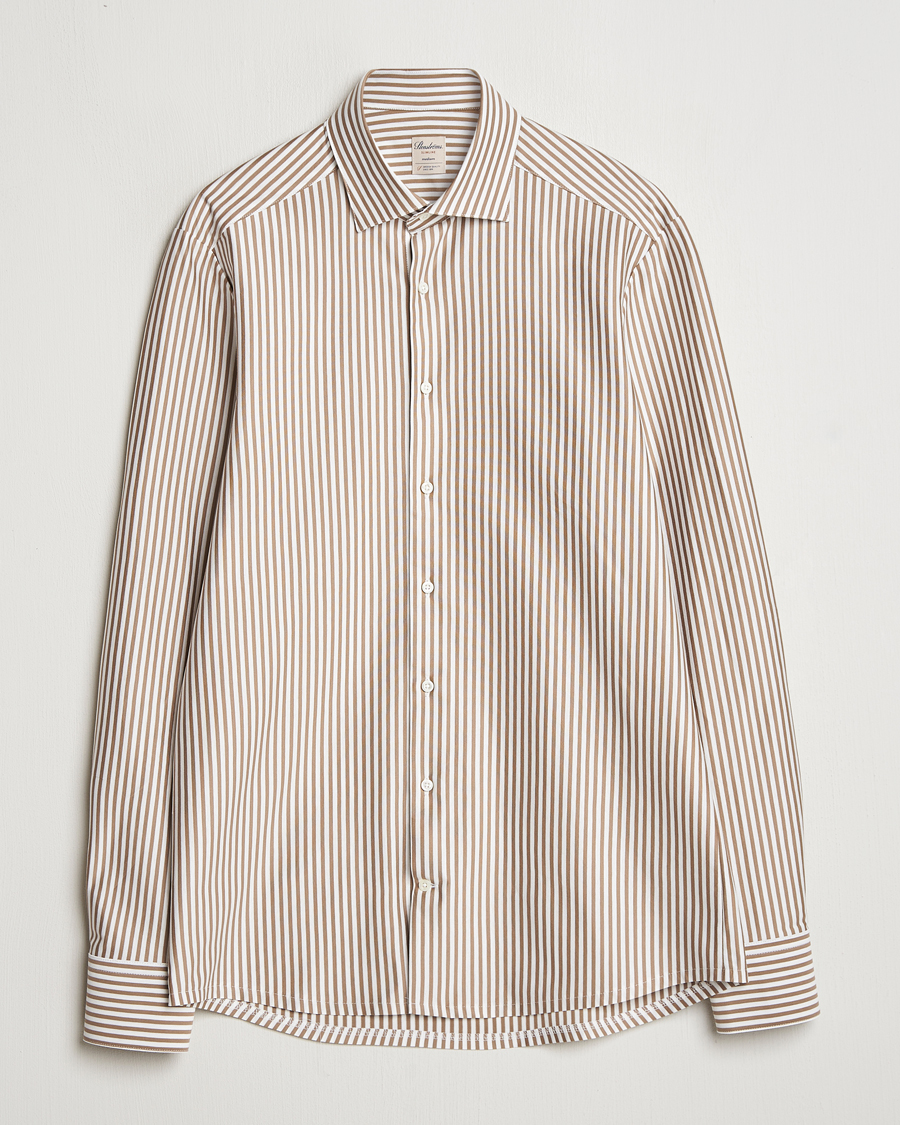 Homme | Chemises | Stenströms | Striped Jersey Shirt Beige