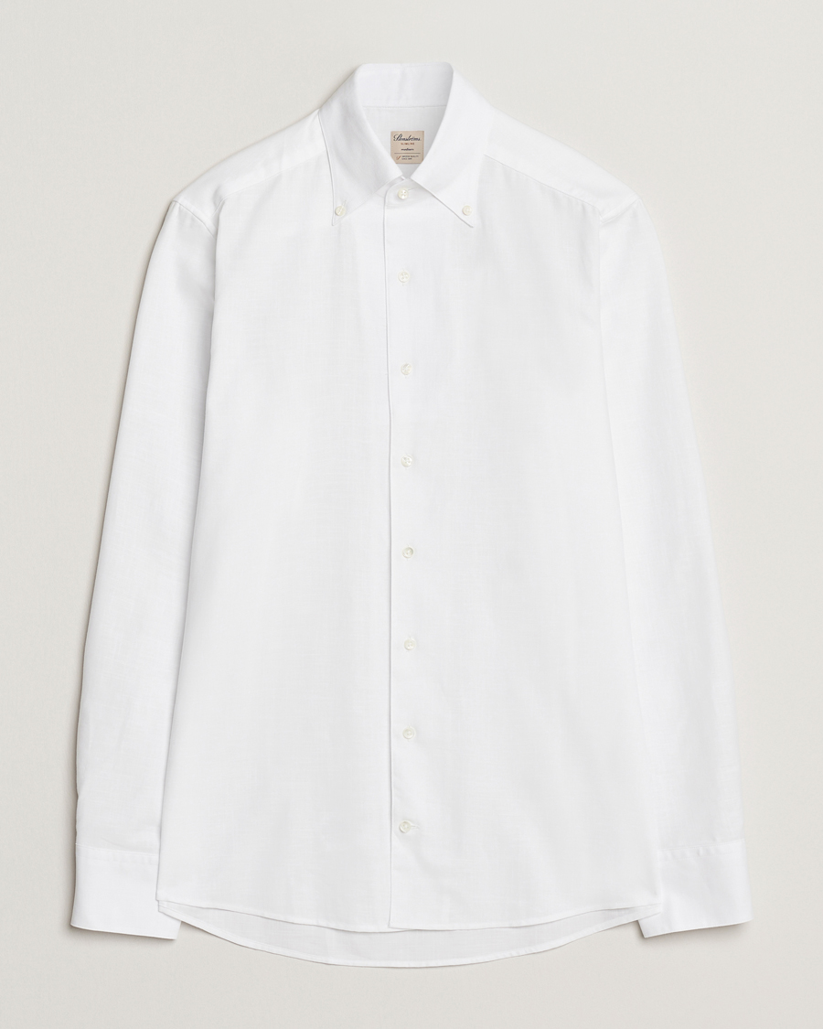 Homme | Chemises | Stenströms | Soft Cotton One Piece Button Down Shirt White