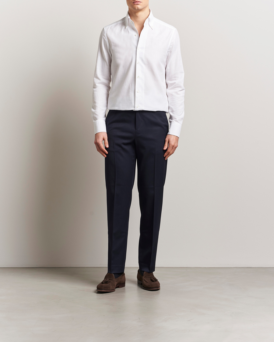 Homme | Chemises | Stenströms | Soft Cotton One Piece Button Down Shirt White