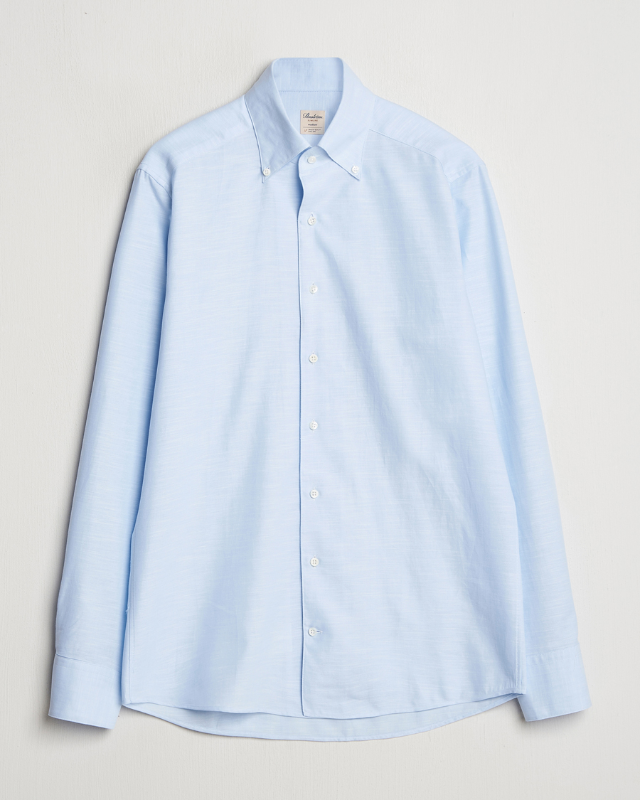Homme | Chemises | Stenströms | Soft Cotton One Piece Button Down Shirt Blue