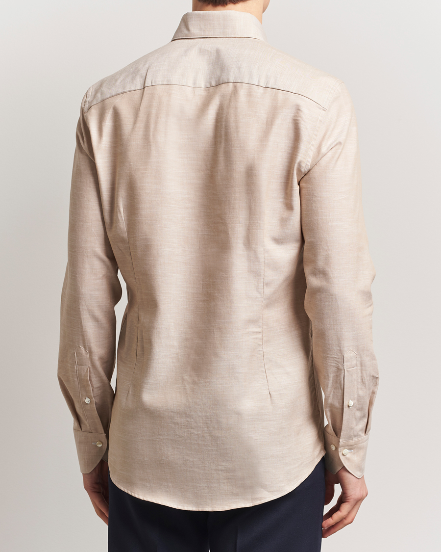 Homme | Chemises | Stenströms | Soft Cotton One Piece Button Down Shirt Beige