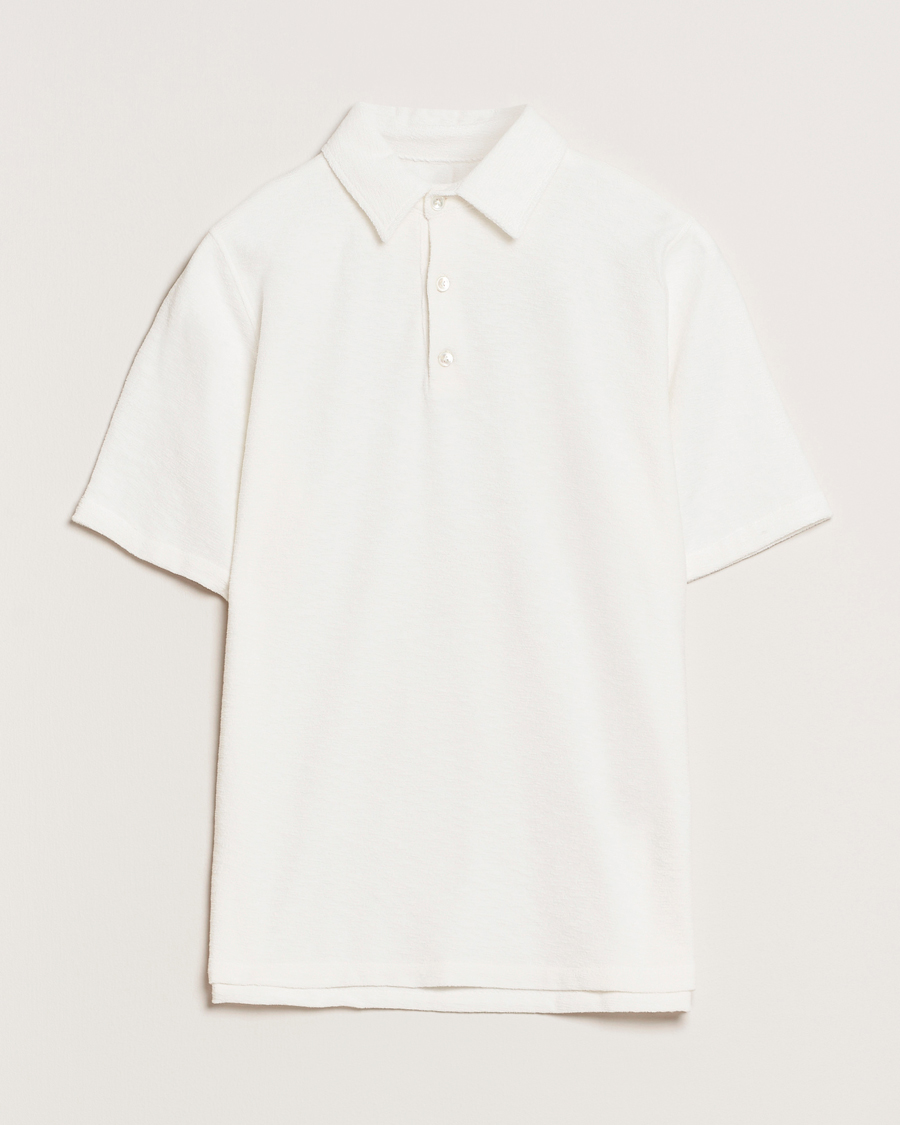 Homme | Polos | Stenströms | Terry Slub Cotton Polo White