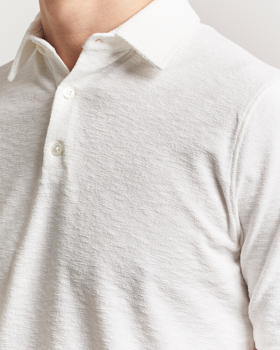 Homme | Polos | Stenströms | Terry Slub Cotton Polo White
