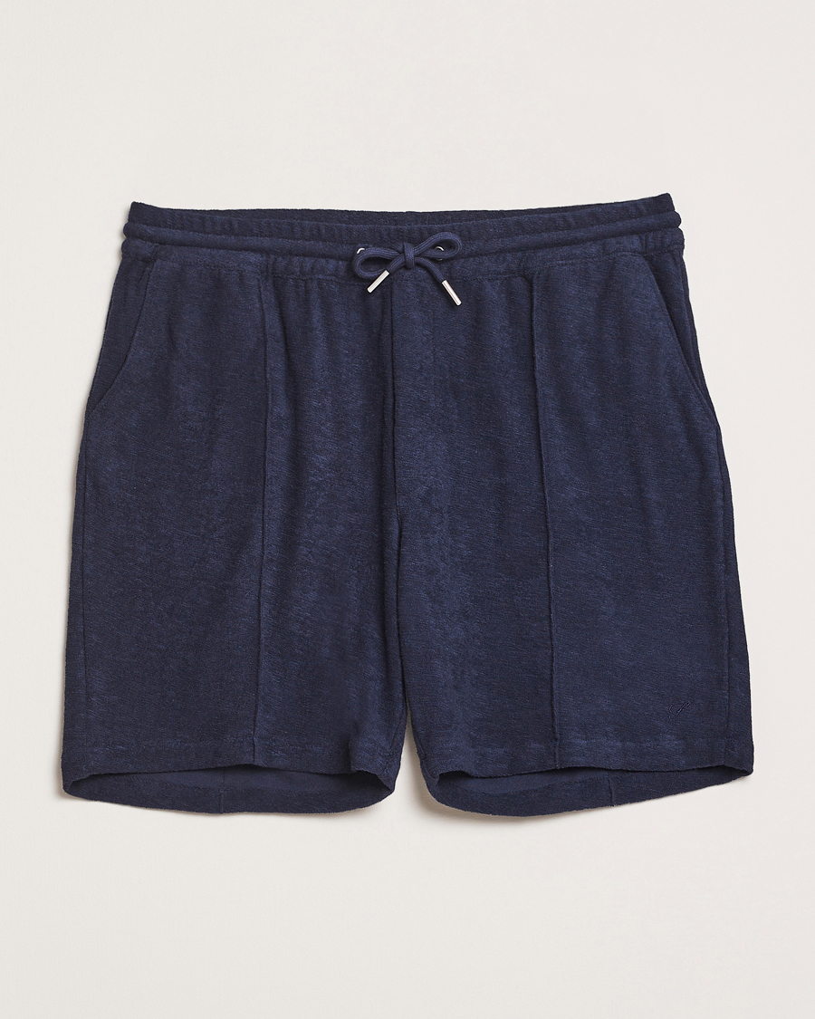 Homme | Shorts | Stenströms | Terry Slub Cotton Shorts Navy