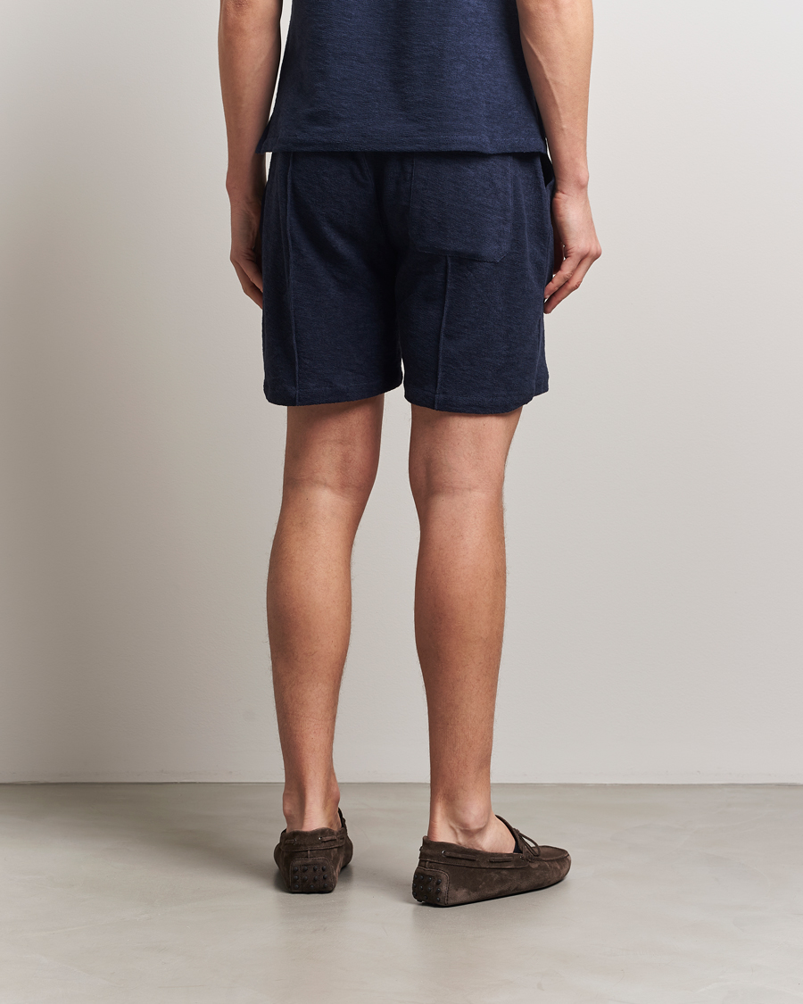 Homme | Shorts | Stenströms | Terry Slub Cotton Shorts Navy