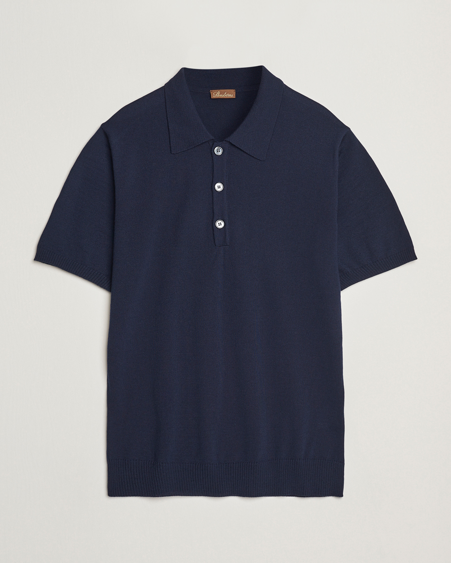 Homme | Polos | Stenströms | Knitted Merino Polo Navy