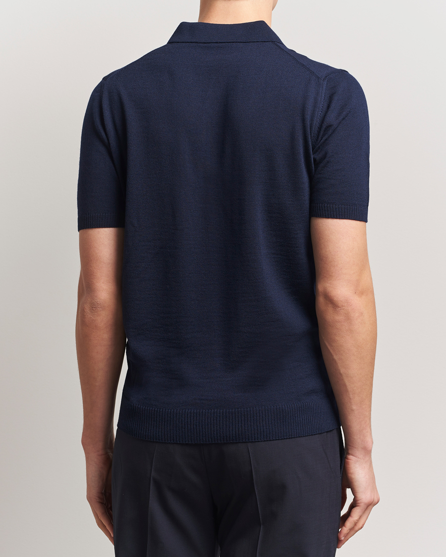 Homme | Polos | Stenströms | Knitted Merino Polo Navy
