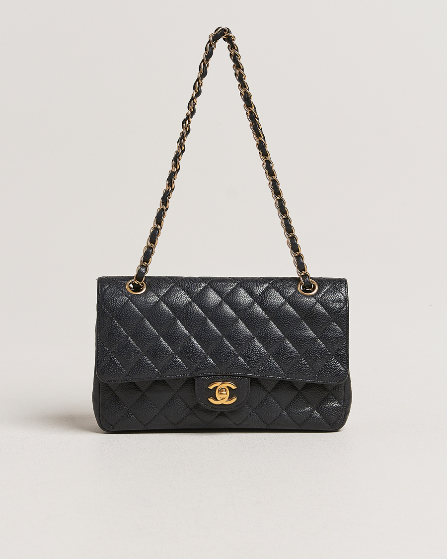 Homme | Chanel Pre-Owned Classic Medium Double Flap Bag Black Caviar | Chanel Pre-Owned | Classic Medium Double Flap Bag Black Caviar