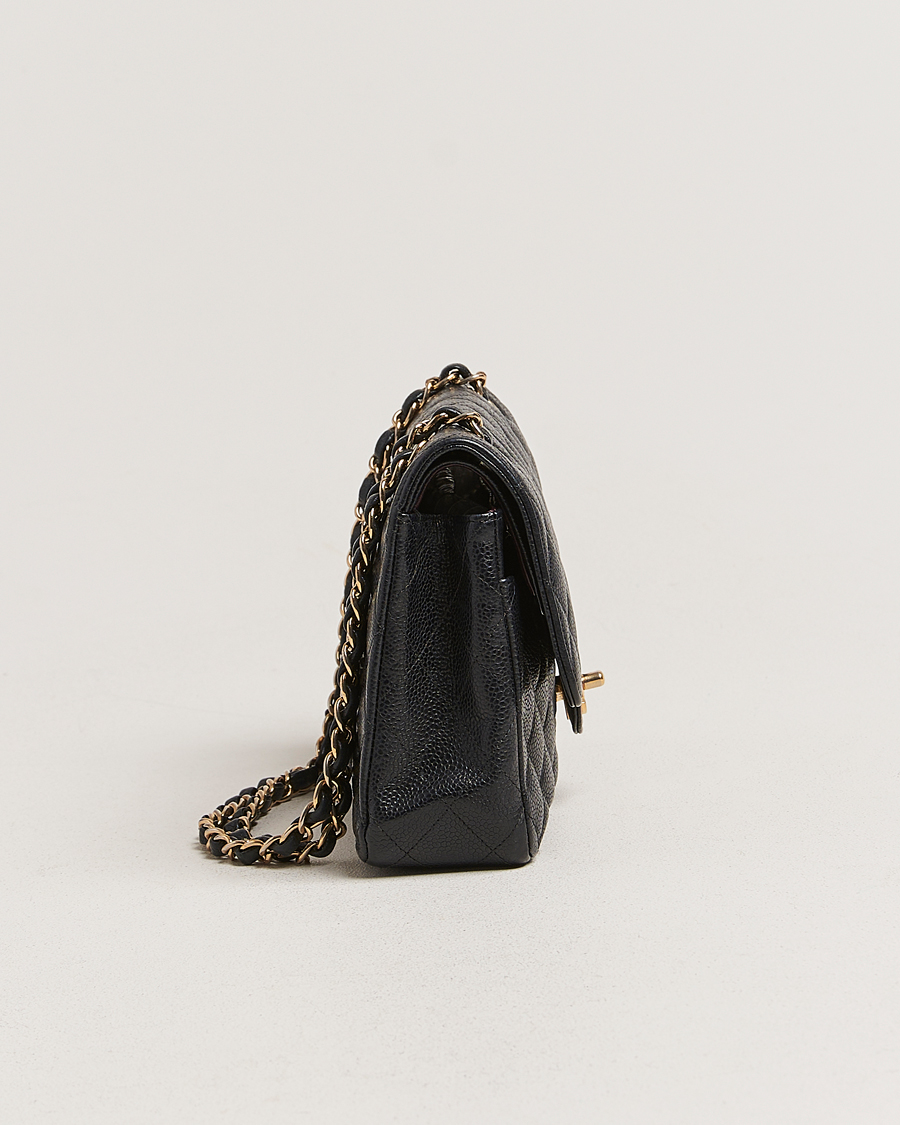 Homme | Chanel Pre-Owned Classic Medium Double Flap Bag Black Caviar | Chanel Pre-Owned | Classic Medium Double Flap Bag Black Caviar