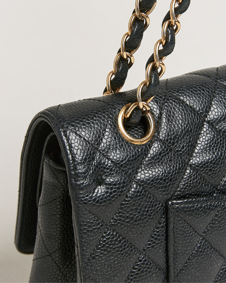 Homme | Chanel Pre-Owned Classic Medium Double Flap Bag Black Caviar | Chanel Pre-Owned | Classic Medium Double Flap Bag Black Caviar