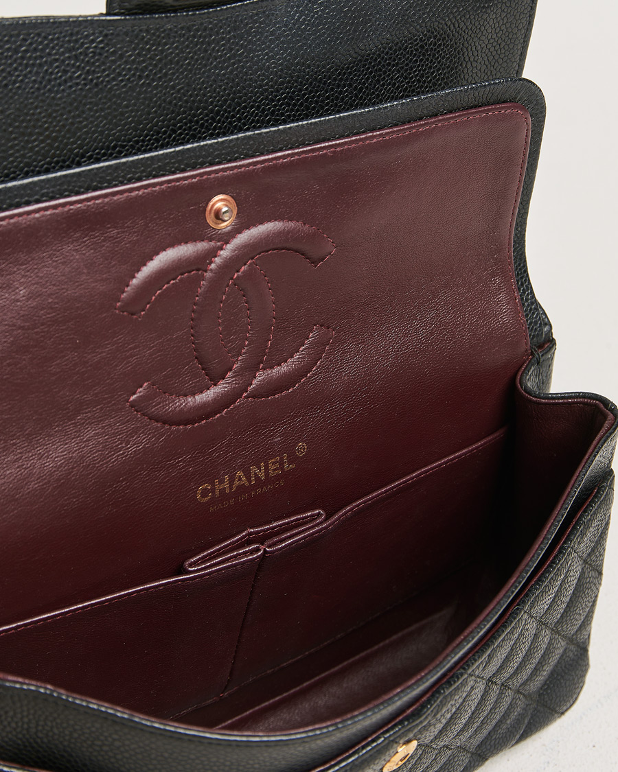 Homme | Chanel Pre-Owned Classic Medium Double Flap Bag Black Caviar | Chanel Pre-Owned | Classic Medium Double Flap Bag Black Caviar