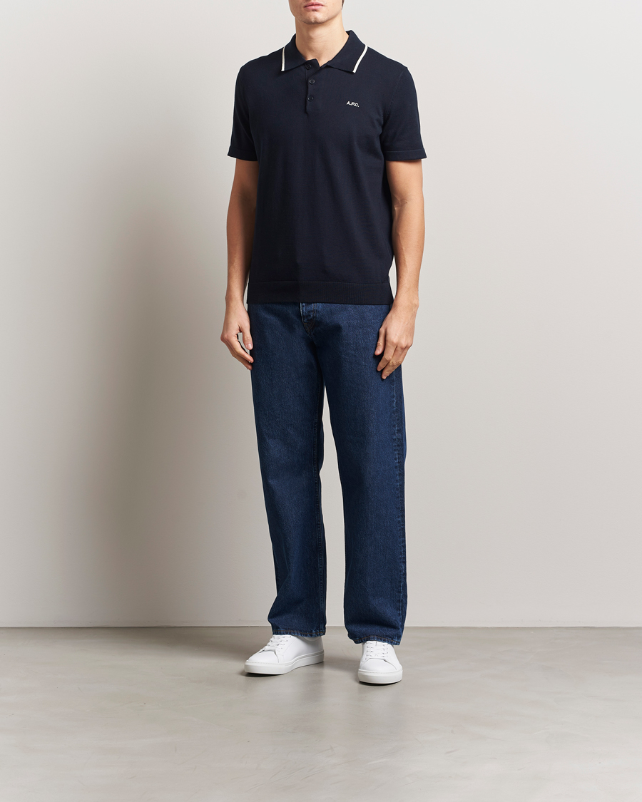Homme | Polos | A.P.C. | Fynn Knitted Polo Marine