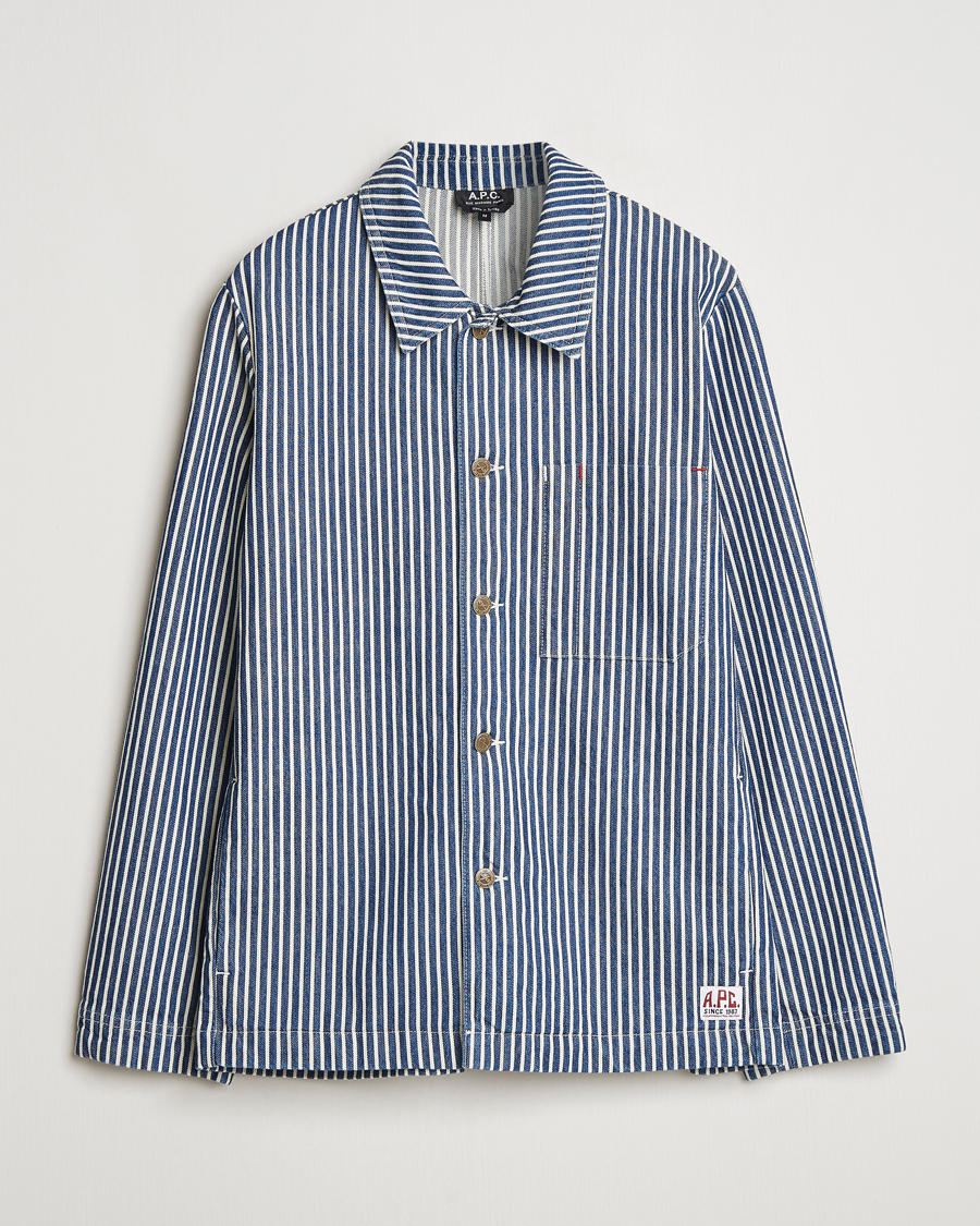 Homme | Chemises | A.P.C. | Raphael Hickory Striped Overshirt Blue/White