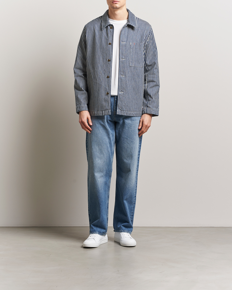 Homme | Chemises | A.P.C. | Raphael Hickory Striped Overshirt Blue/White