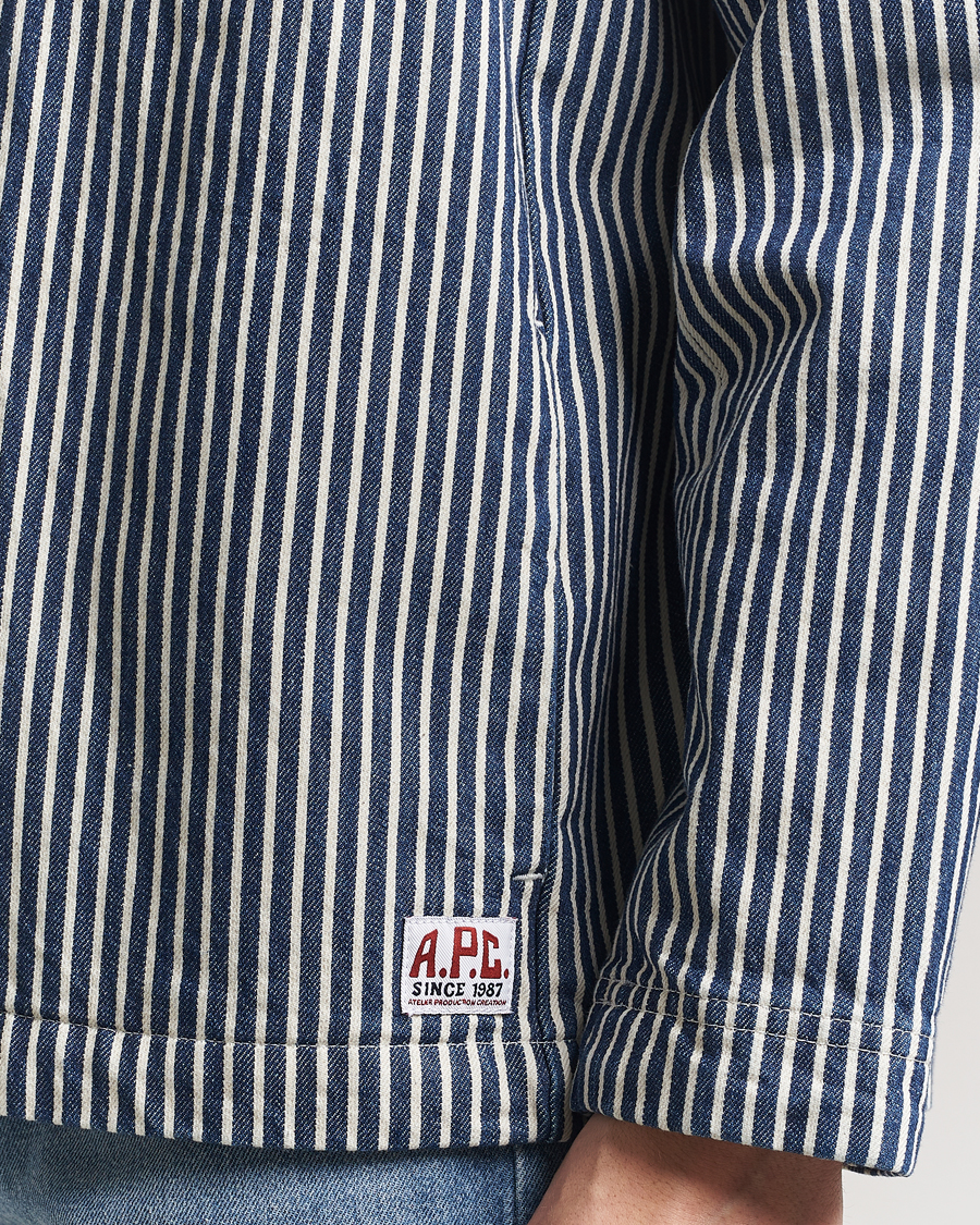 Homme | Chemises | A.P.C. | Raphael Hickory Striped Overshirt Blue/White