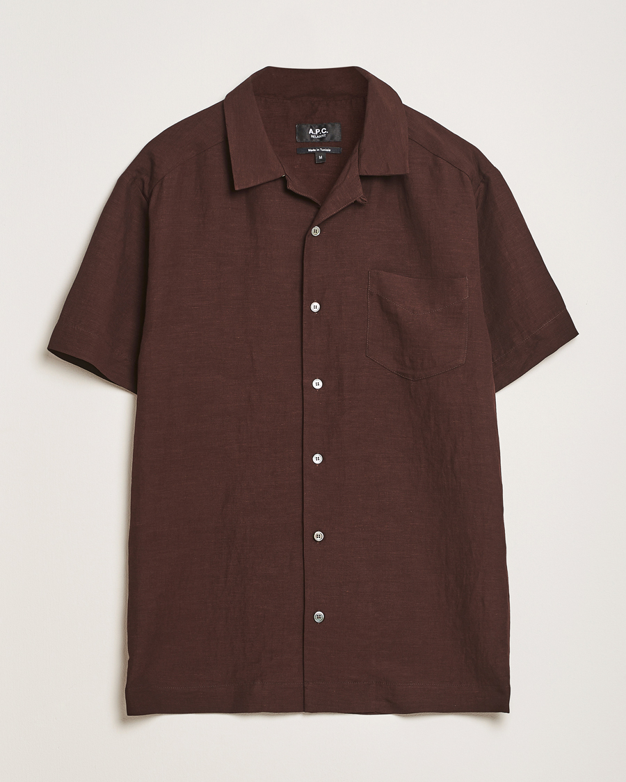 Homme | Chemises | A.P.C. | Roy Woven Short Sleeve Shirt Brown