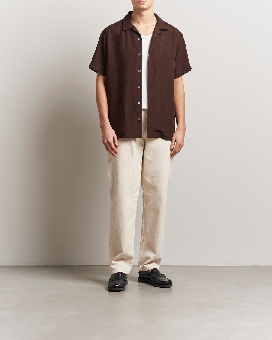 Homme | Chemises | A.P.C. | Roy Woven Short Sleeve Shirt Brown