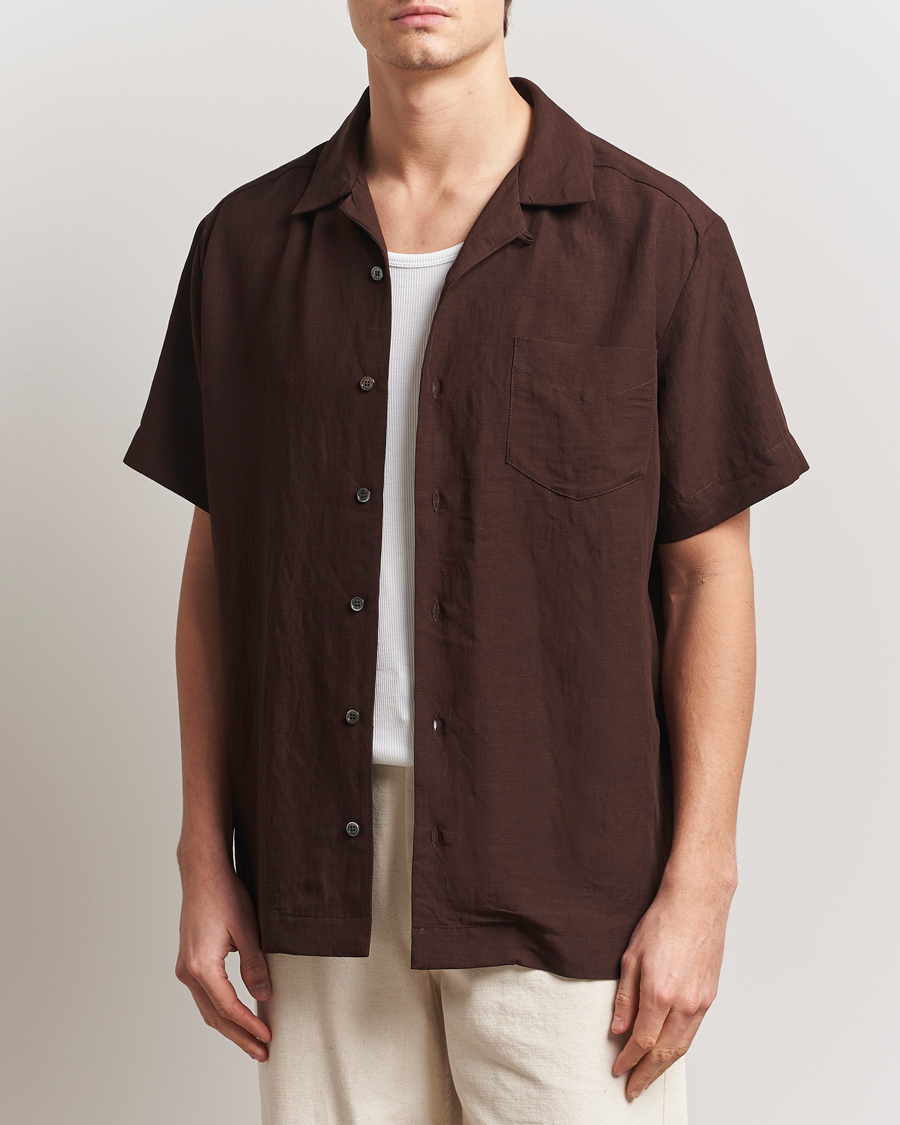 Homme | Chemises | A.P.C. | Roy Woven Short Sleeve Shirt Brown