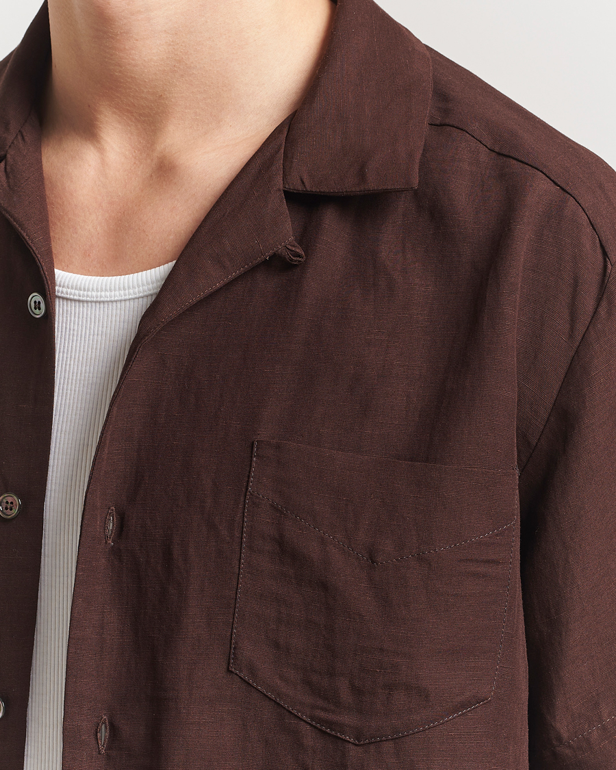 Homme | Chemises | A.P.C. | Roy Woven Short Sleeve Shirt Brown
