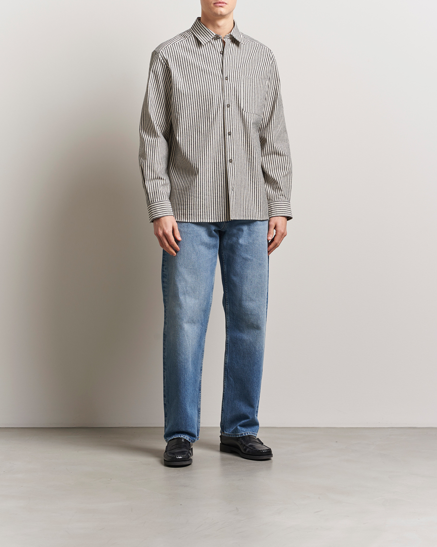 Homme | Chemises | A.P.C. | Rustic Cotton Striped Overshirt Black/White