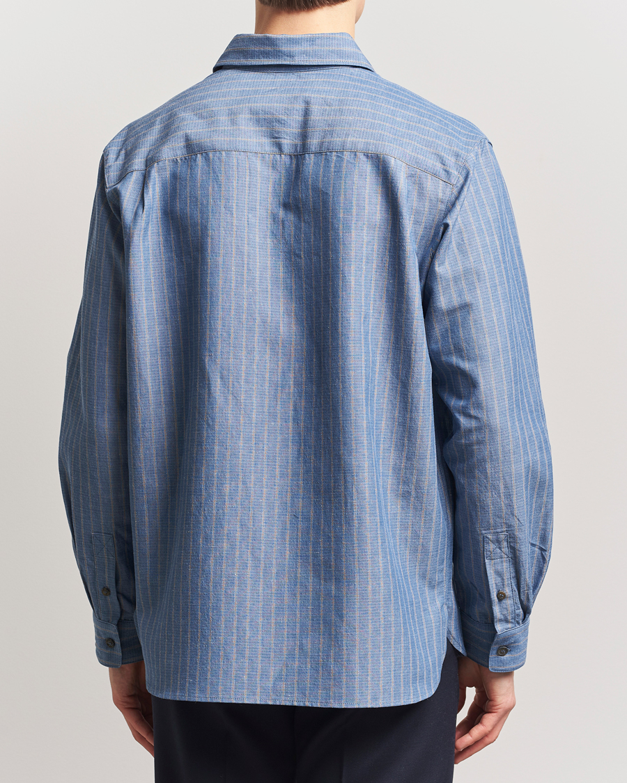 Homme | Chemises | A.P.C. | Malo Cotton/Linen Striped Overshirt Blue