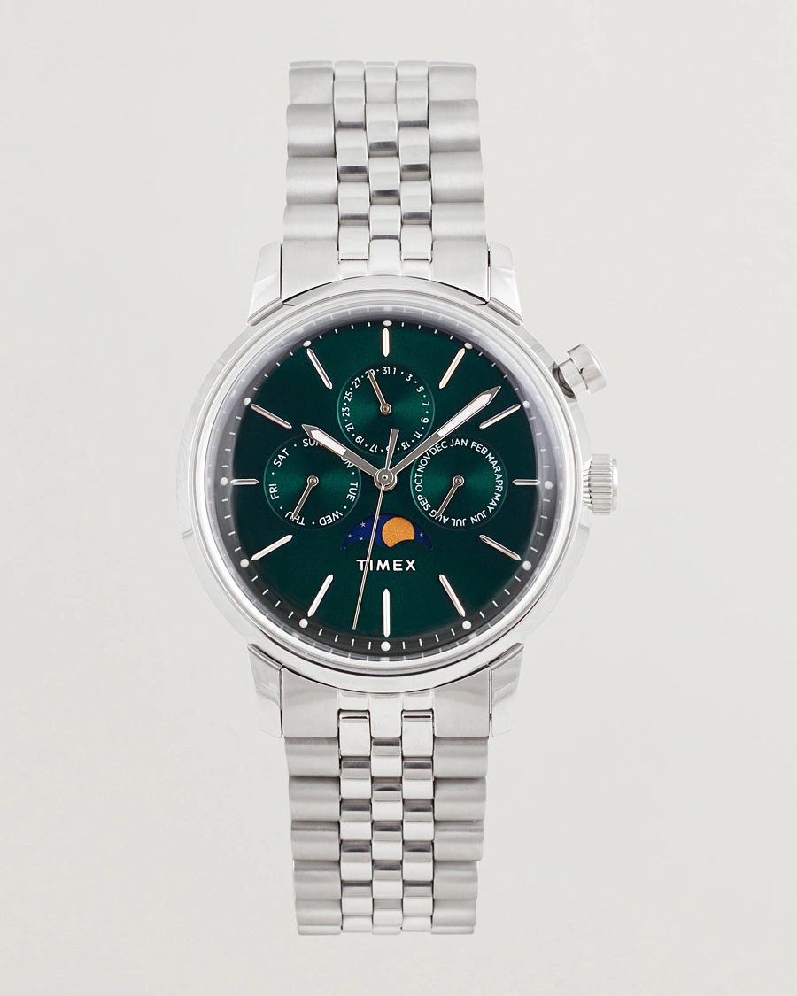 Homme | Timex Marlin Moon Phase Quartz Steel 40mm Green Dial | Timex | Marlin Moon Phase Quartz Steel 40mm Green Dial