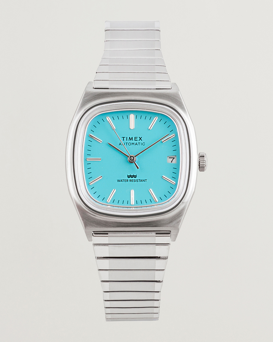 Homme | Timex Men's Automatic Steel 34mm Aquamarine Dial | Timex | Men's Automatic Steel 34mm Aquamarine Dial