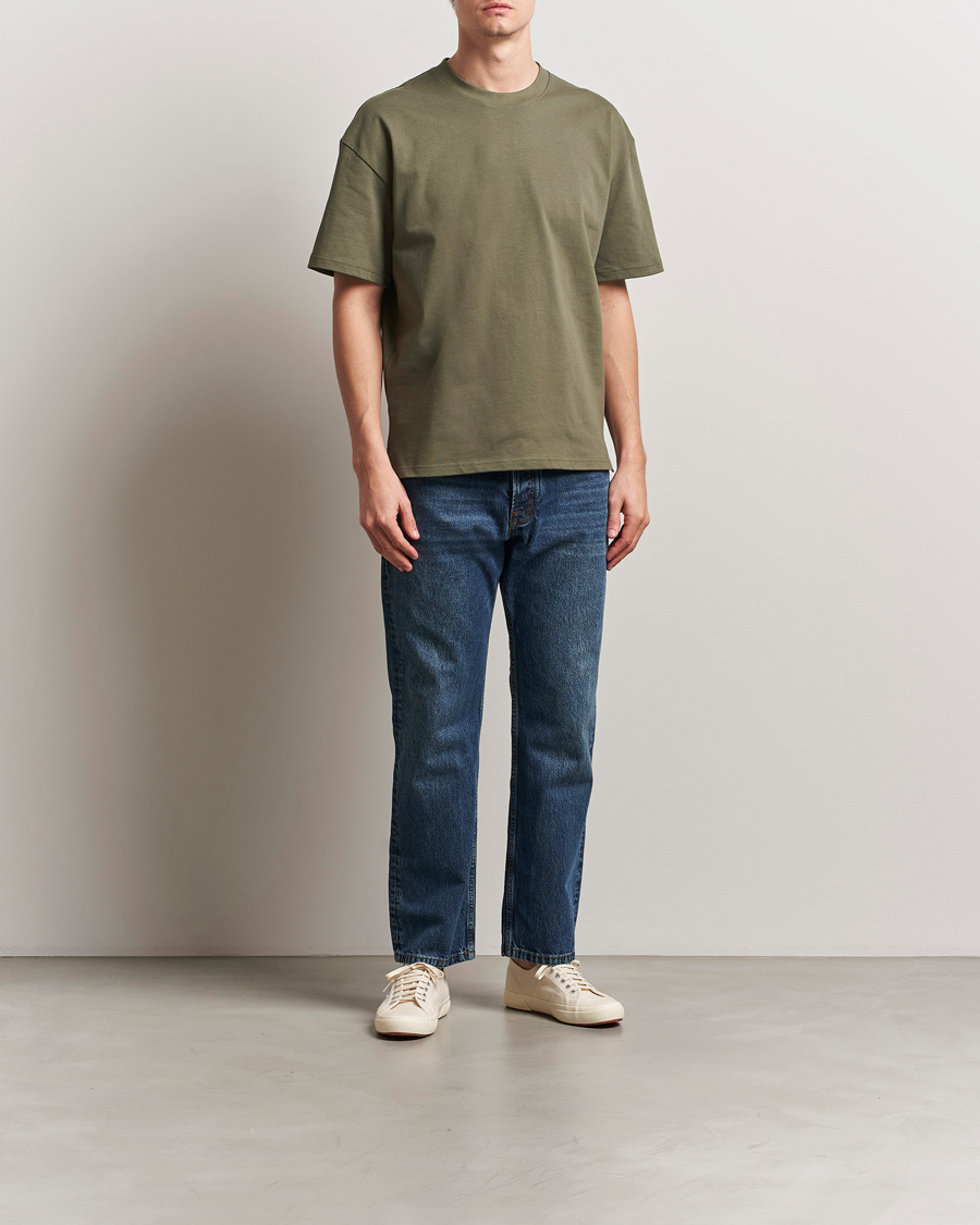 Homme | T-shirts | Bread & Boxers | Textured Heavy Crew Neck T-Shirt Khaki Green
