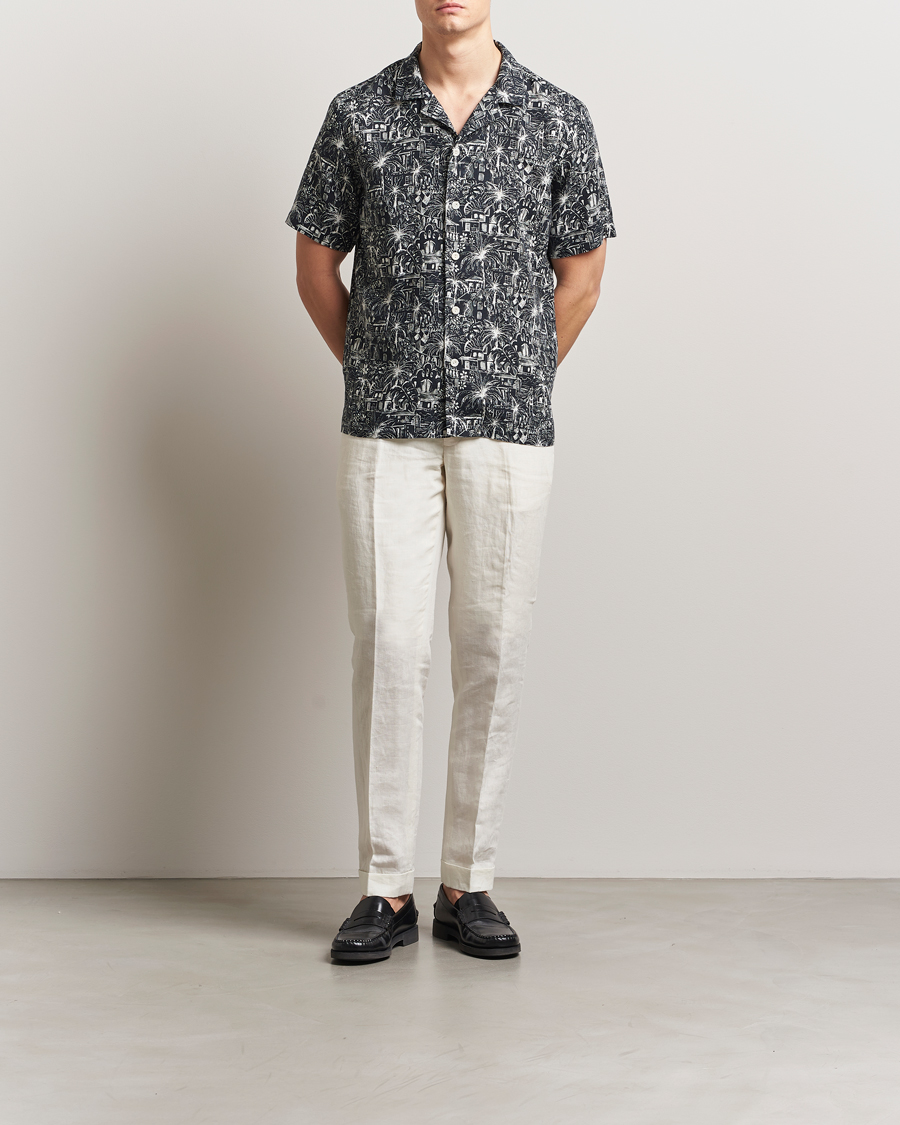 Homme | Chemises | Eton | Resort Printed Short Sleeve Shirt Black