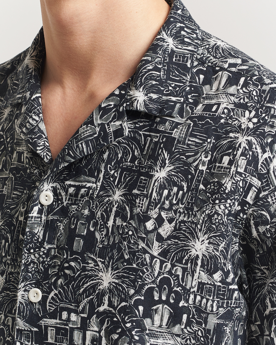 Homme | Chemises | Eton | Resort Printed Short Sleeve Shirt Black