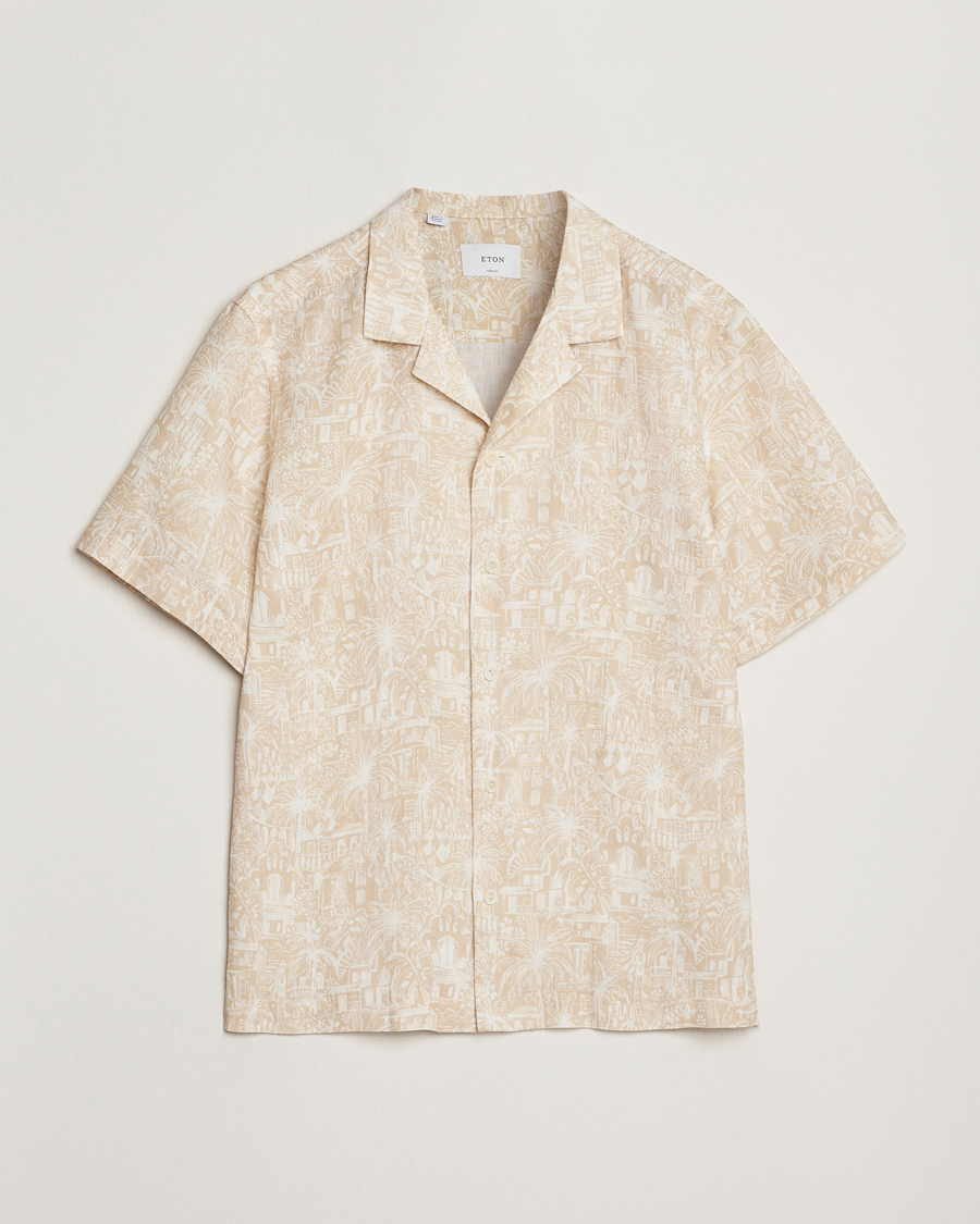 Homme | Chemises | Eton | Resort Printed Short Sleeve Shirt Beige