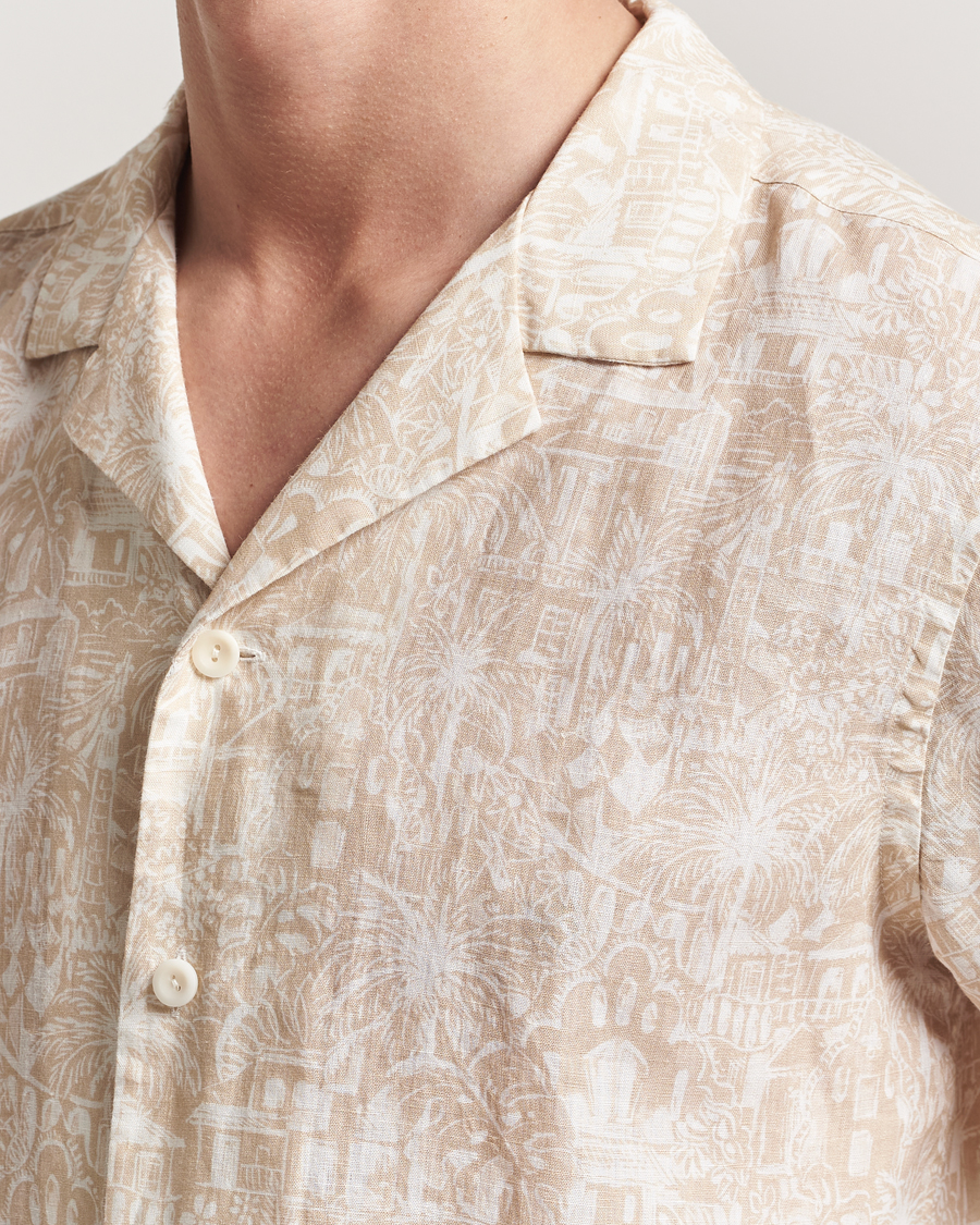 Homme | Chemises | Eton | Resort Printed Short Sleeve Shirt Beige