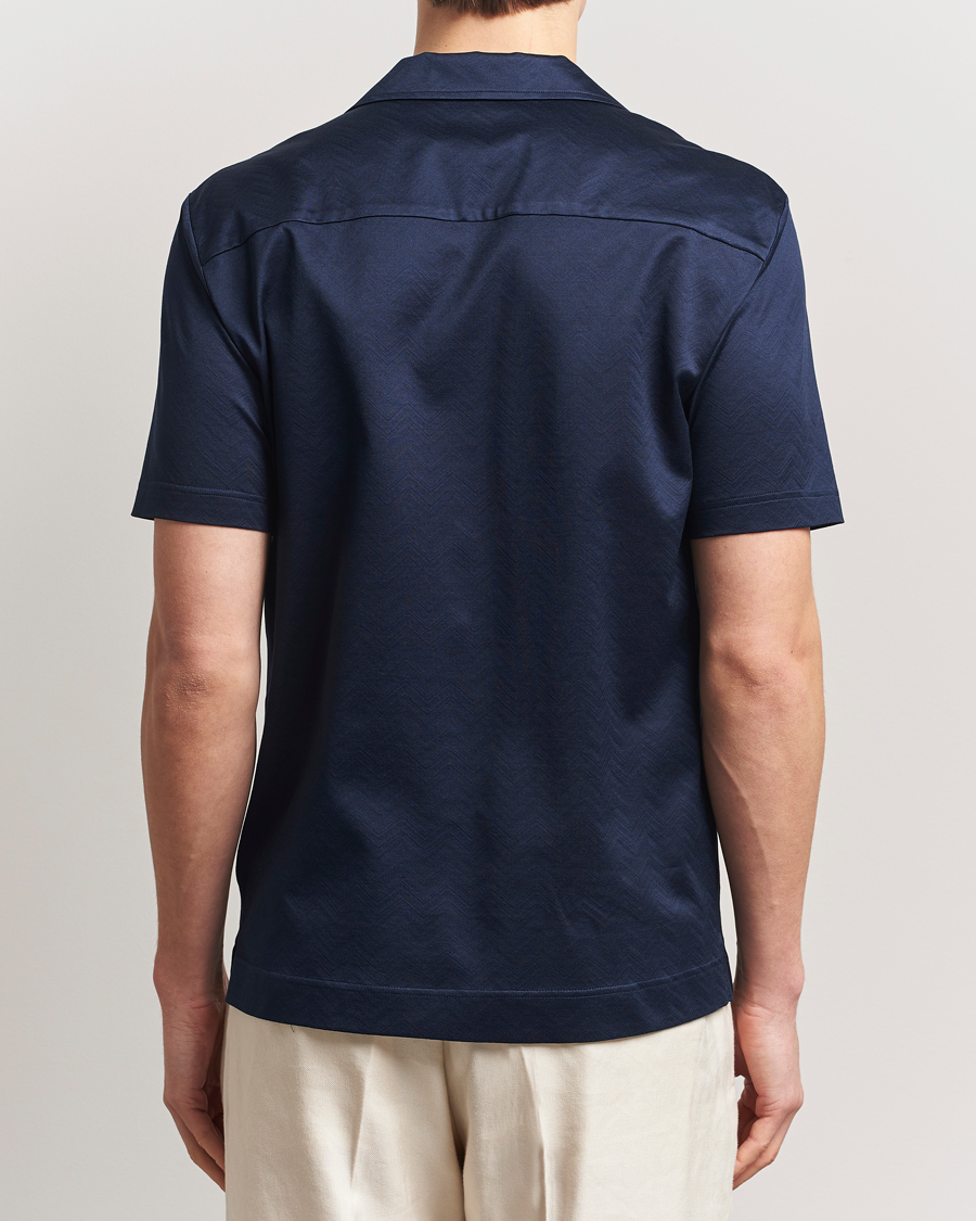 Homme | Chemises | Eton | Filo Di Scozia Short Sleeve Shirt Navy Blue