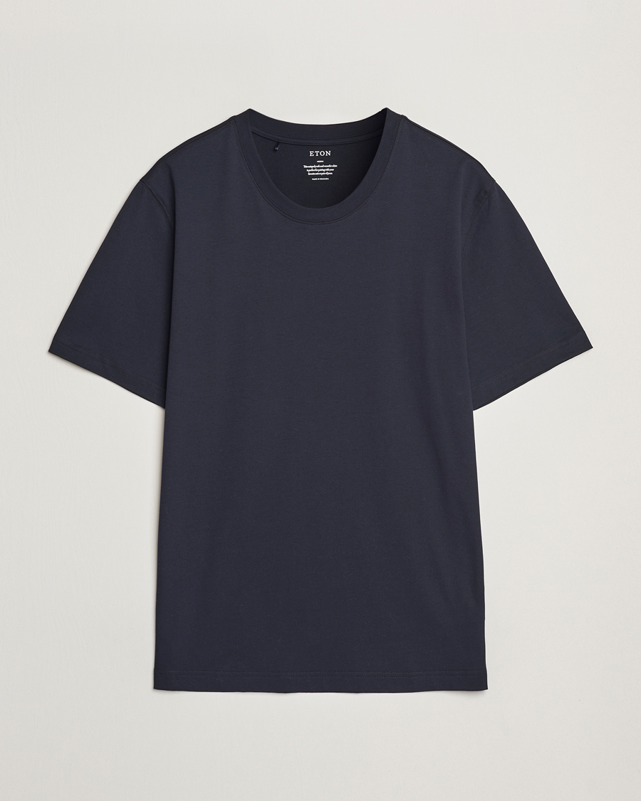 Homme | T-shirts | Eton | Mercerized Jersey Crew Neck T-Shirt Navy Blue