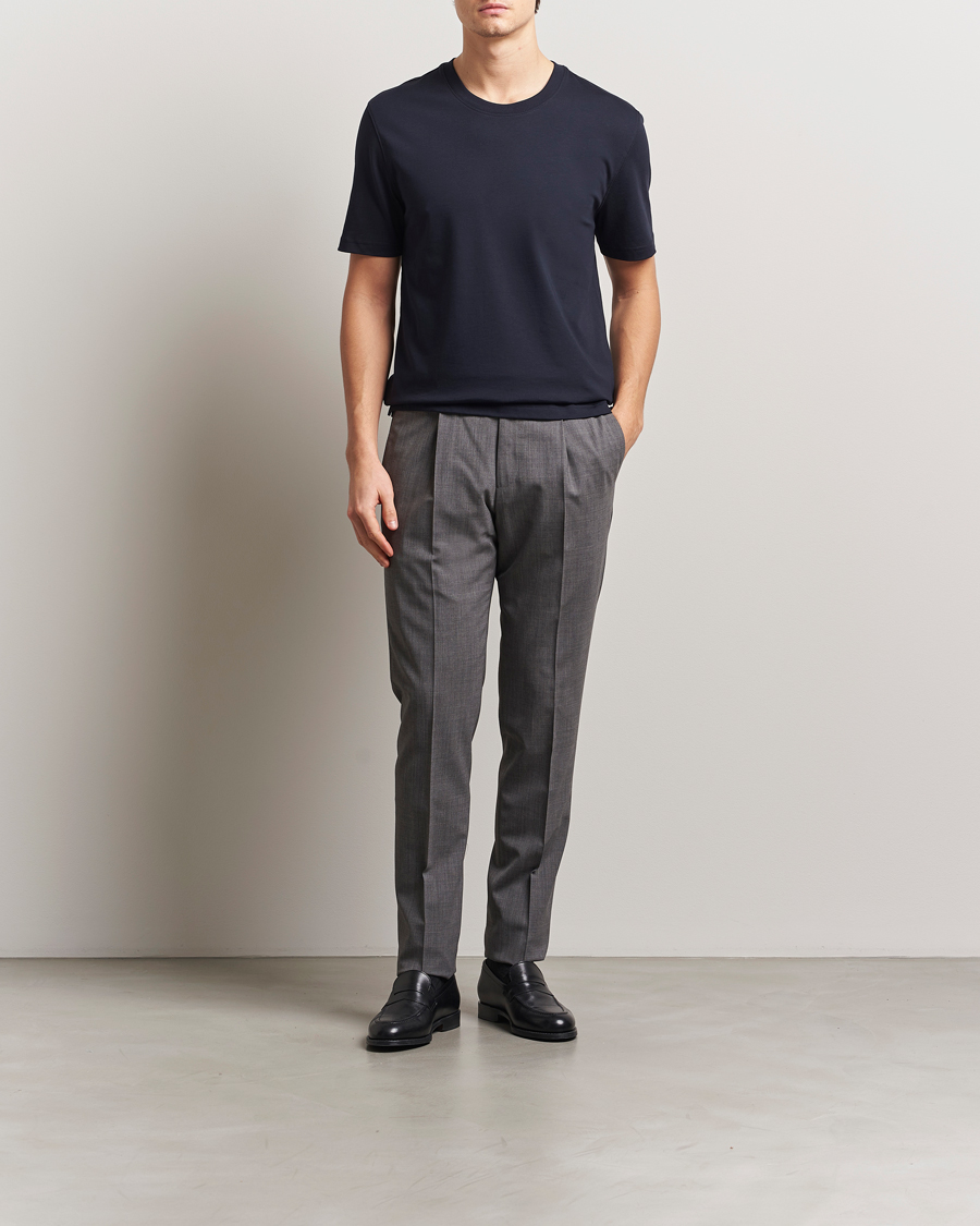 Homme | T-shirts | Eton | Mercerized Jersey Crew Neck T-Shirt Navy Blue