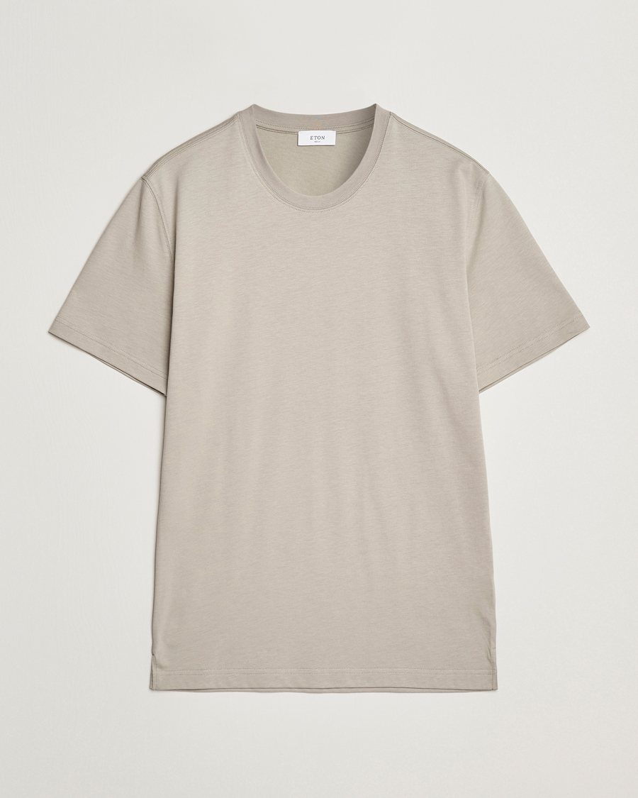 Homme | T-shirts | Eton | Mercerized Jersey Crew Neck T-Shirt Beige