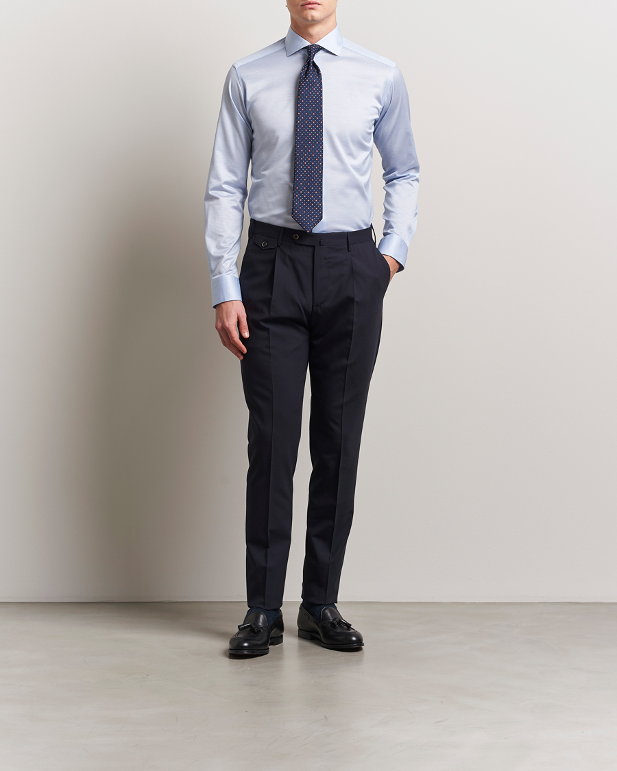 Homme | Chemises | Eton | Filo Di Scozia Oxford Shirt Light Blue