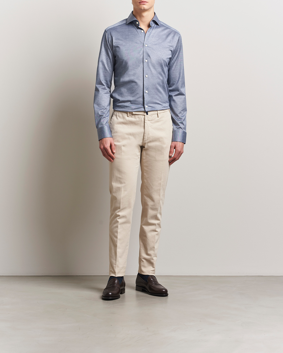 Homme | Chemises | Eton | Filo Di Scozia Oxford Shirt Dark Blue