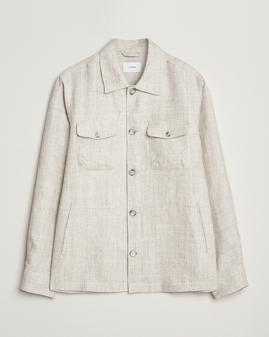 Homme | Chemises | Eton | Linen Four Pocket Overshirt Beige