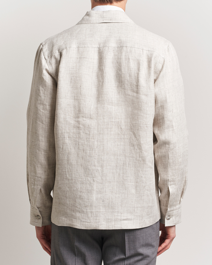 Homme | Chemises | Eton | Linen Four Pocket Overshirt Beige