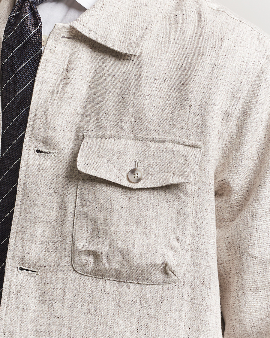 Homme | Chemises | Eton | Linen Four Pocket Overshirt Beige
