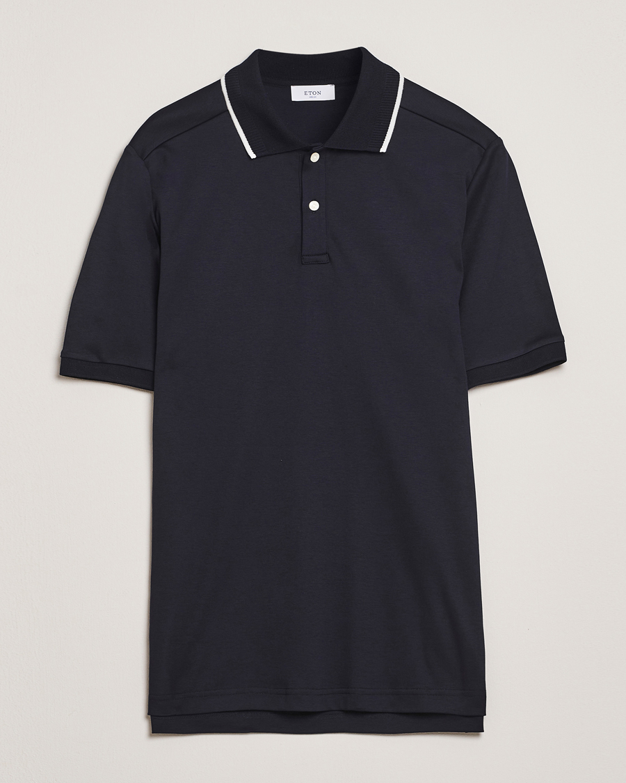 Homme | Polos | Eton | Supima Cotton Interlock Polo Navy Blue