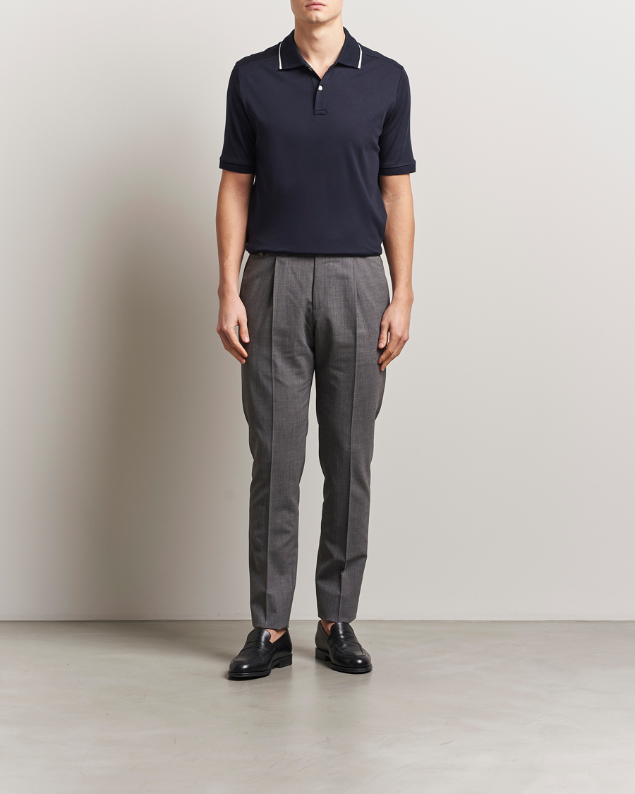 Homme | Polos | Eton | Supima Cotton Interlock Polo Navy Blue