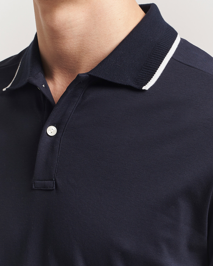Homme | Polos | Eton | Supima Cotton Interlock Polo Navy Blue