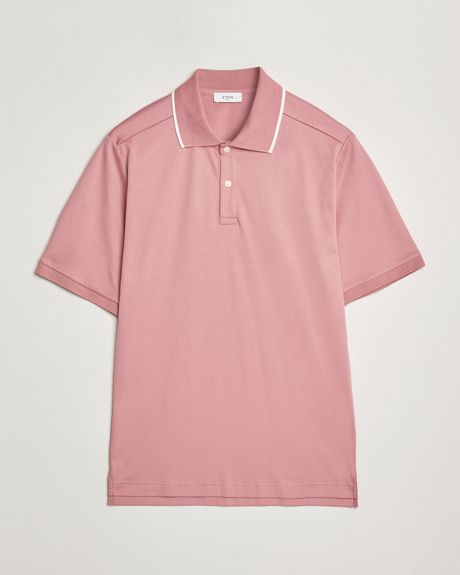 Homme | Polos | Eton | Supima Cotton Interlock Polo Dusty Pink