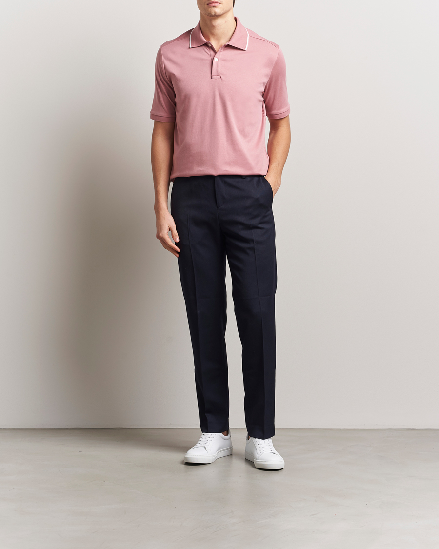 Homme | Polos | Eton | Supima Cotton Interlock Polo Dusty Pink