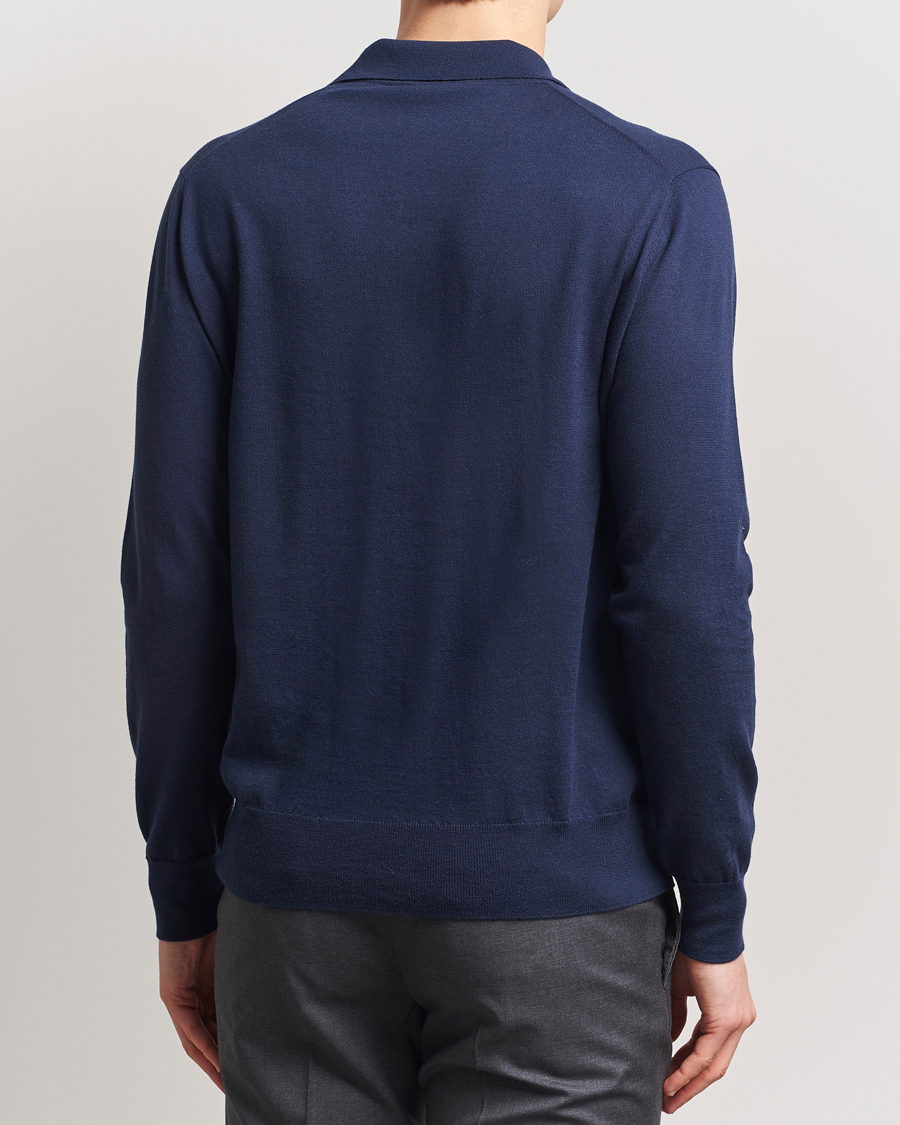 Homme | Pulls Et Tricots | Eton | Cotton/Cashmere Fine Knitted Polo Navy Blue