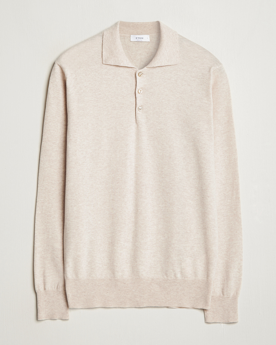 Homme | Pulls Et Tricots | Eton | Cotton/Cashmere Fine Knitted Polo Beige