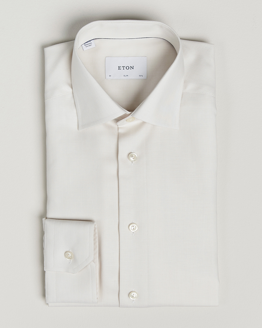 Homme | Chemises | Eton | Slim Fit Fine Twill Shirt Off White Melange